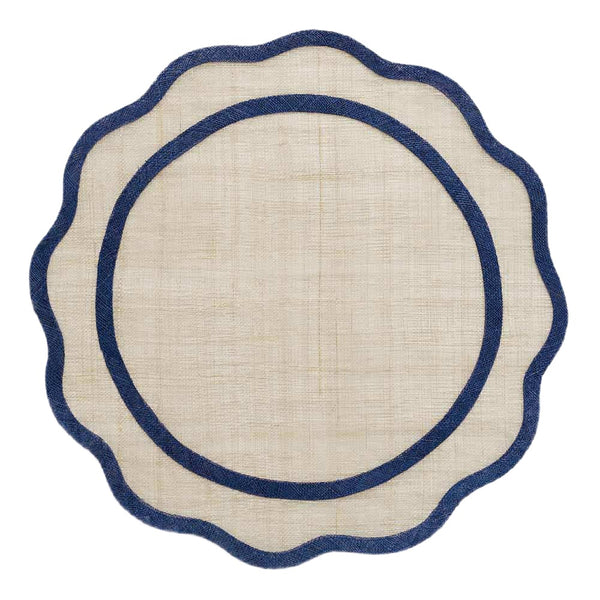 Rice Paper - Navy Blue Scalloped Placemat (Set of 4)