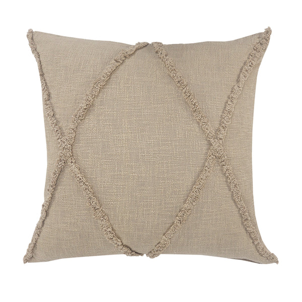 Solid Decorative Diamond Tufted Cotton Throw Pillow Square Taupe