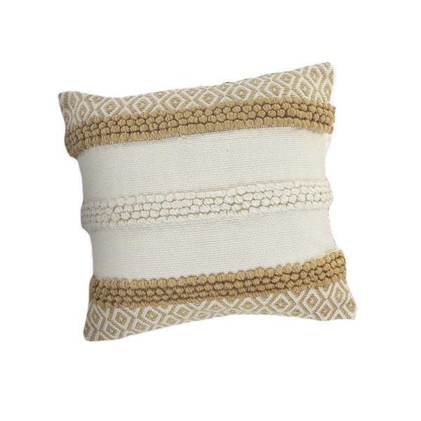 Textured and Geometric Natural Throw Pillow Square