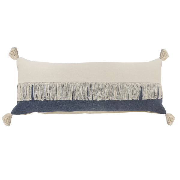 Fringe Festival Blue Color Block Lumbar Throw Pillow  Rectangle