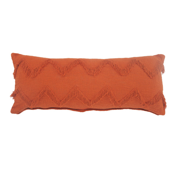 Solid Cinnamon Chevron Shag Lumbar Throw Pillow  Rectangle