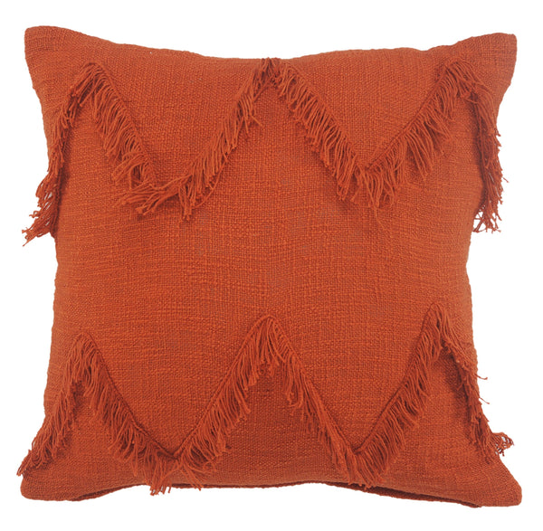 Solid Cinnamon Chevron Shag Throw Pillow  Square