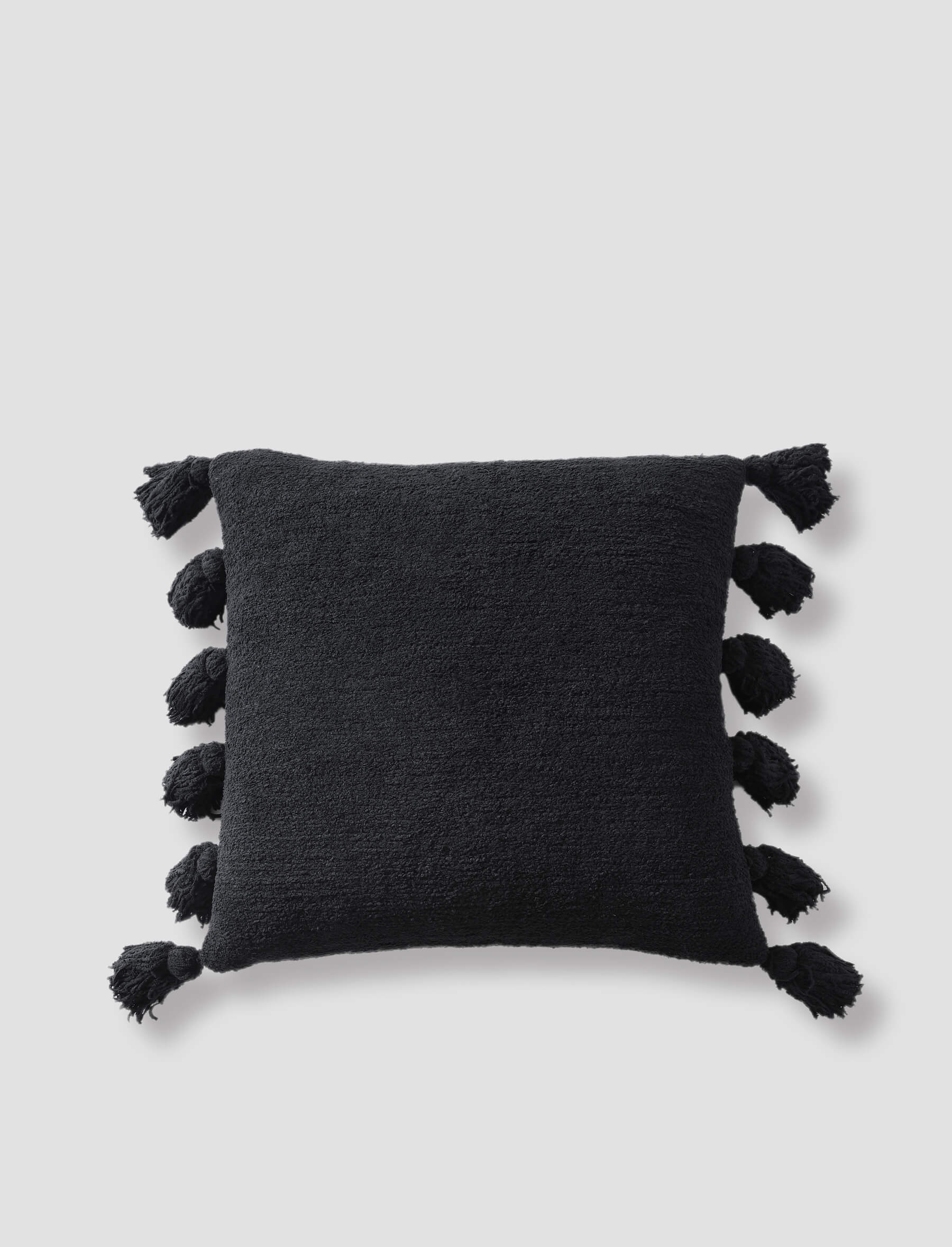 Pom Pom Throw Pillow Black