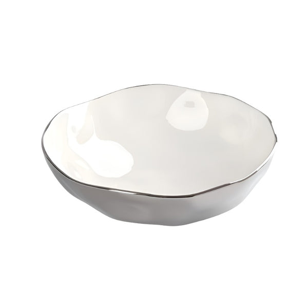 Thin and Simple - White and Silver - Wide Bowl