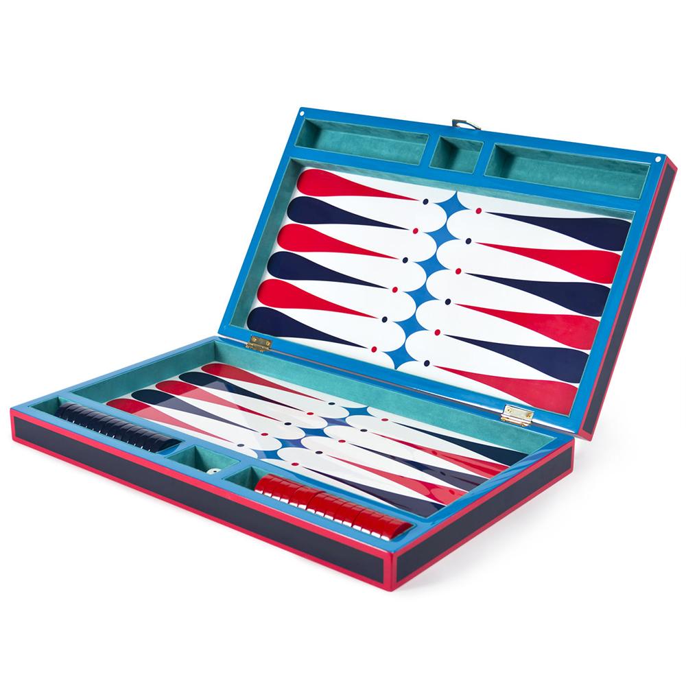 Lacquer Backgammon - Azul