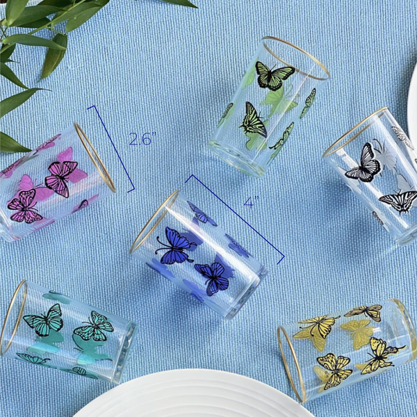 Tea Glasses Butterfly Color (Set of 6)