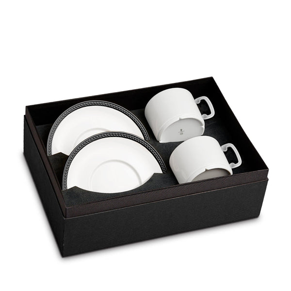 Soie Tressee Black - Tea Cup + Saucer (Set of 2)