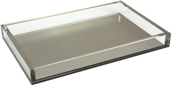 Lucite - Acrylic Rectangular Tray Brushed Silver Metallic