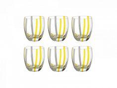 Bicchiere - Vasos Cortos Rayas Amarillas (Set de 6)